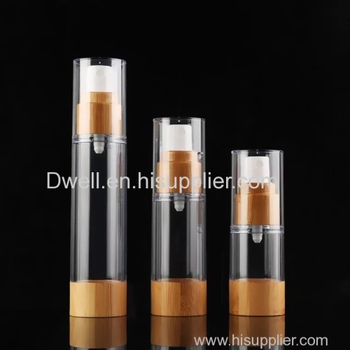 Natural Bamboo Collar and Bottom Airless Vacuum Spray Pump Bottle