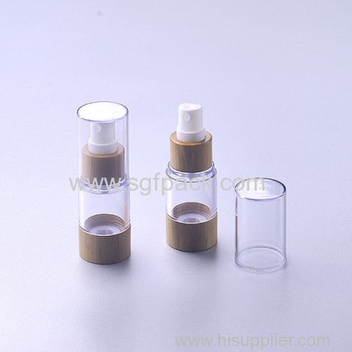 Bamboo packaging Airless Clear plastic Bottle Bamboo cap Cosmetic Empty Packaging bottles