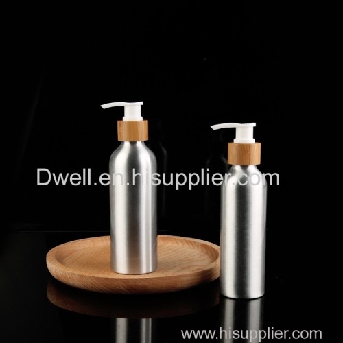 Natural Bamboo Collar PP Press Pump Aluminum Lotion Bottle. Shampoo bottle