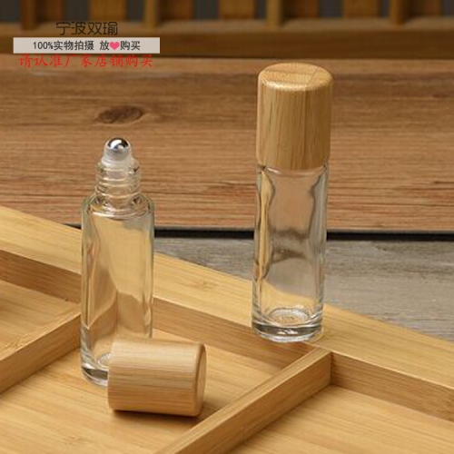 15ml clear glass roll on bottle with bamboo lid