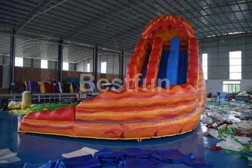 Large double lane Lava Inflatable Water Slide