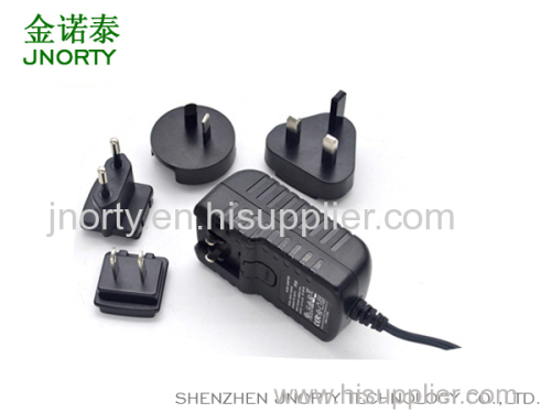 12V3A interchangeable wall plug in power adapter