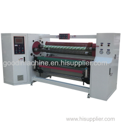 Double shaft high speed adhesive tape rewinding rewinder machine