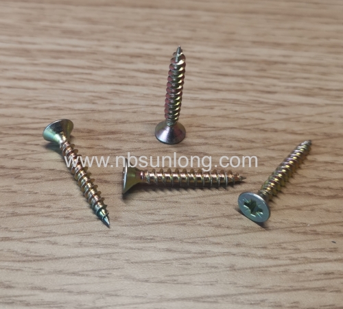 Chipboard screw - double CSK head - pozi drive - yellow zinc coated