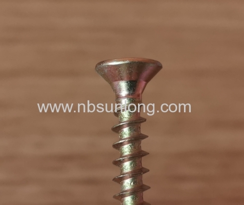 Chipboard screw - double CSK head - pozi drive - yellow zinc coated