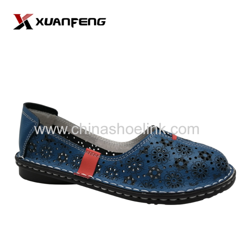 OEM Factory Summer Latest Ladies Girls Leather Flat Shoes