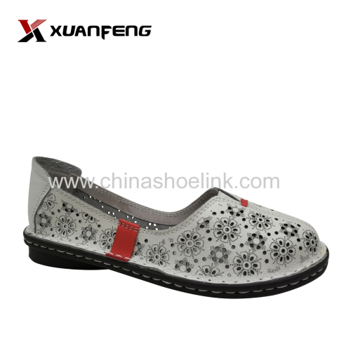 OEM Factory Summer Latest Ladies Girls Leather Flat Shoes