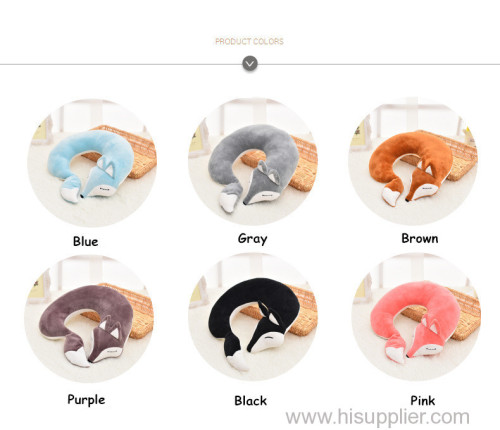 Lovely Fox Animal Cotton Plush U Shape Neck Pillow Travel Car Home Pillow Nap Pillow Health Care with Eye Mask