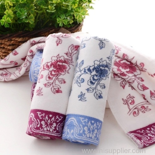 Chinese Style Cyan Flowers Porcelain Bathroom Face Towel 100%cotton Soft Water Beach Towel 34*76cm Home Textile