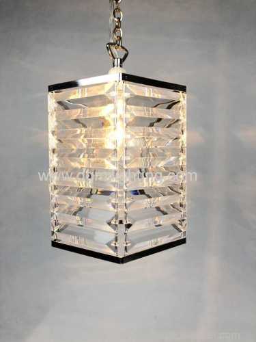 Non Elec Pendant Pentagon Chome & Clear Beads