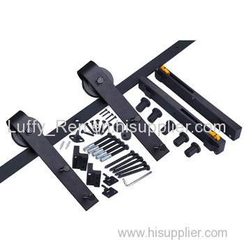 Amazon hot sale Carbon Steel matte black barn door roller guide sliding door fitting wardrobe sliding door fittings