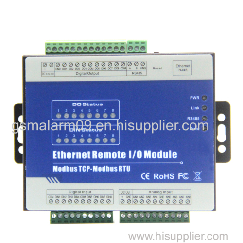 Modbus TCP Ethernet Remote IO Module RS485 to RJ45 Converter AIN+DIN+relay output