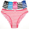 Yun Meng Ni Women Cotton Panties Women Striped Print Transparent Lace Panties Ladies Underwear