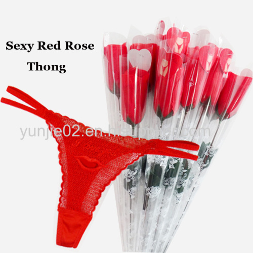 Yun Meng Ni Valentine's Day Gifts Panty Rose Thong Hot Lace Sexy Girls G-string