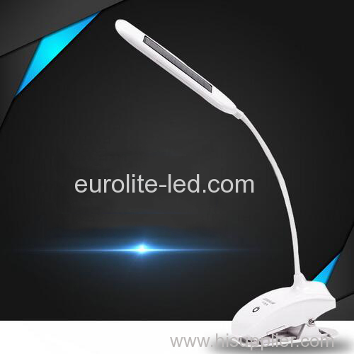 euroliteLED 2.5W Solar Desk Clip USB LED Lamp Adjustable Flexible Goose Neck Eye Protection 2 Brightness Mode