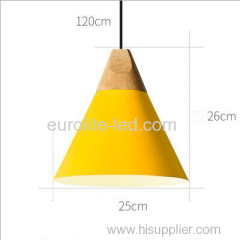 euroliteLED 9W Yellow Nordic Individual Solid Wood Single-Head Small Chandelier Creative Dining Room