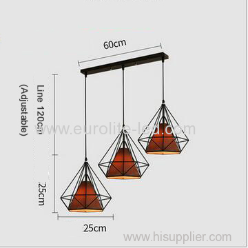 euroliteLED Brown LED Chandelier Iron Art 3 Holder Chandelier Nordic Ceiling Lights Bedroom Restaurant Illumination