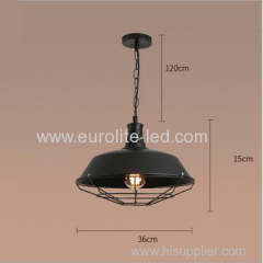 euroliteLED 40W Black S Hat Shape Hanging Lamp Vintage Loft Industrial Ceiling Light Pendant Lamp Iron Hanging Lamp