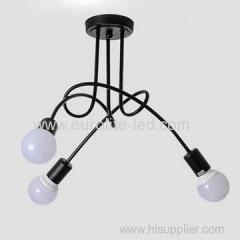 euroliteLED 3Head Black Wrought Iron Ceiling Lamp Creative Personality Spider Chandelier Living Room Bedroom Led Light