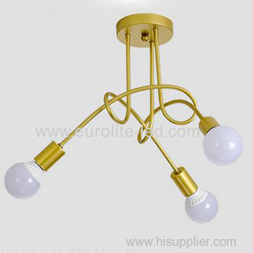 euroliteLED 3Head Gold Wrought Iron Ceiling Lamp Creative Personality Spider Chandelier Living Room Bedroom Led Light