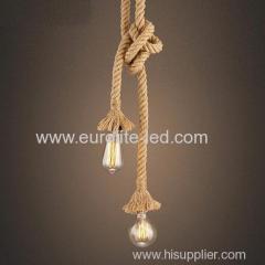 euroliteLED Lighting Retro Two Head Lamp Flax Rope Chandelier Twisted Flaxen Rope Country Style Pendant Lights