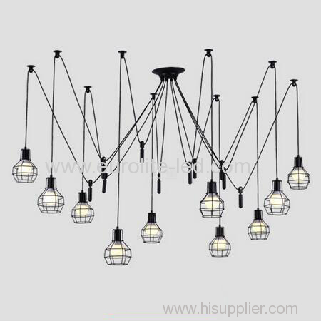 euroliteLED 10 Head Black LED Ceiling Light Creative Pulley