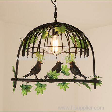 euroliteLED Single Head Black Traditional Birdcage Pendant Lighting Creative Chandelier Vintage Loft Metal Ceiling Lamp