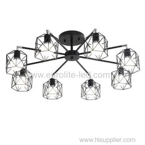 euroliteLED 8 Lights Vintage Chandeliers Multiple Rod Wrought Iron Ceiling Lamp E27 Bulb for Home Lighting Fixtures