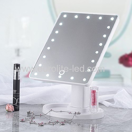 Led Cosmetic Mirror 22 LED USB Touch Storage Desktop Rotation Mirror Light