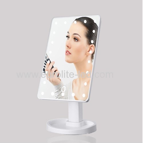 Led Cosmetic Mirror 16 LED USB Touch Storage Desktop Rotation Mirror Light