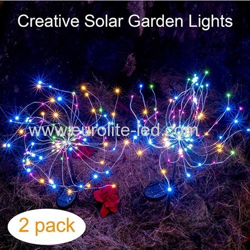 Led Solar Powered 90 Leds Firework Explode Holiday Courtyard Decoration Pin Lamp