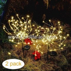 Led Solar Powered 120 Leds Firework Explode Holiday Courtyard Decoration Pin Lamp