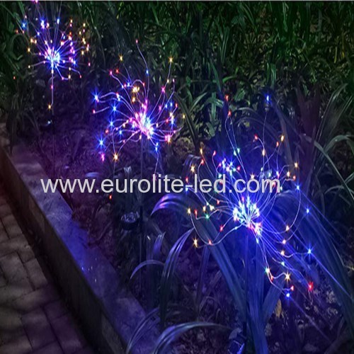 Led Solar Powered 120 Leds Firework Explode Holiday Courtyard Decoration Pin Lamp