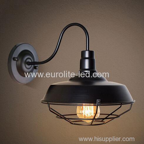 euroliteLED Black 1-Light Industrial Wall Sconces with Metal Shade Retro Rustic Loft Antique Wall Lamp