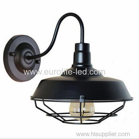 euroliteLED Outer Black Inner White 1-Light Industrial Wall Sconces with Metal Shade Retro Rustic Loft Antique Wall Lamp
