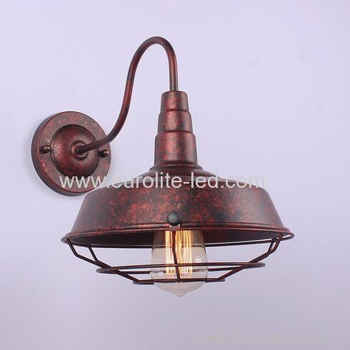 euroliteLED Rust Color 1-Light Industrial Wall Sconces with Metal Shade Retro Rustic Loft Antique Wall Lamp