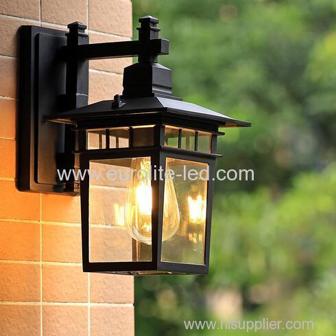 euroliteLED Black Outdoor Wall Sconce Wall Mounted Light Single Light Exterior Wall Lantern with Clear Glass