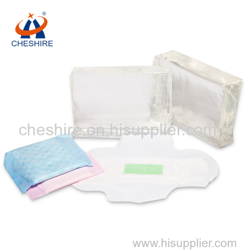 Cheshire hygienic sanitary napkin/diapers using hot melt glue