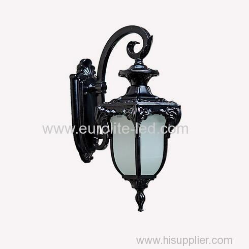 euroliteLED Black Waterproof Outdoor Wall Light Antique Aluminum Metal Gate External Glass Lantern Wall Sconce