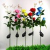 Led Solar Powered Three Roses Outdoor Plug Street Garden Decoration Light