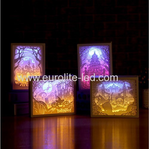 Led Paper Carving Romantic Frame Soft Holiday Room Decoration Light Night