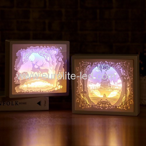 Led Paper Carving Romantic Frame Soft Holiday Room Decoration Light Night