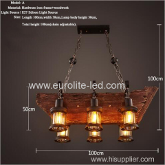 euroliteLED Novely Pendant Light Iron Glass Wood LOFT Retro Industrial Chandeliers(Ship Shape)