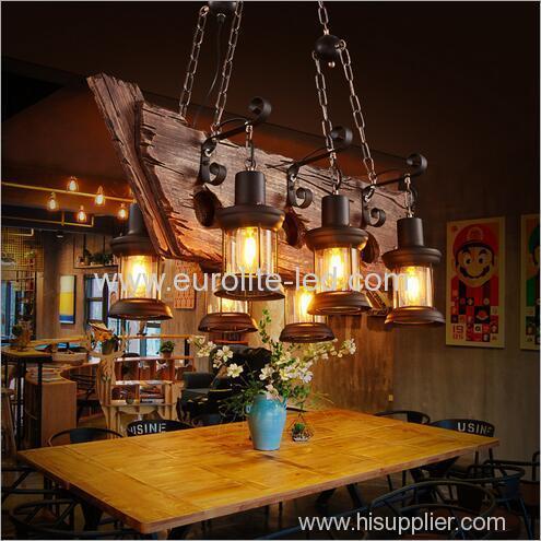 euroliteLED Novely Pendant Light Iron Glass Wood LOFT Retro Industrial Chandeliers(Candle chandelier)