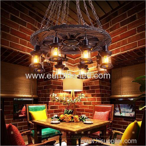 euroliteLED Novely Pendant Light Iron Glass Wood LOFT Retro Industrial Chandeliers(Candle chandelier)