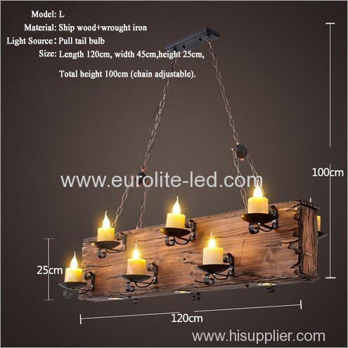 euroliteLED Novely Pendant Light Iron Glass Wood LOFT Retro Industrial Chandeliers(Candle chandelier)