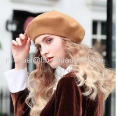 100% Pure Wool Fashion Beret Hat Women Felt Beret British Style Girls Beret Hat Lady Solid Color Slouchy Winter Hats Fem