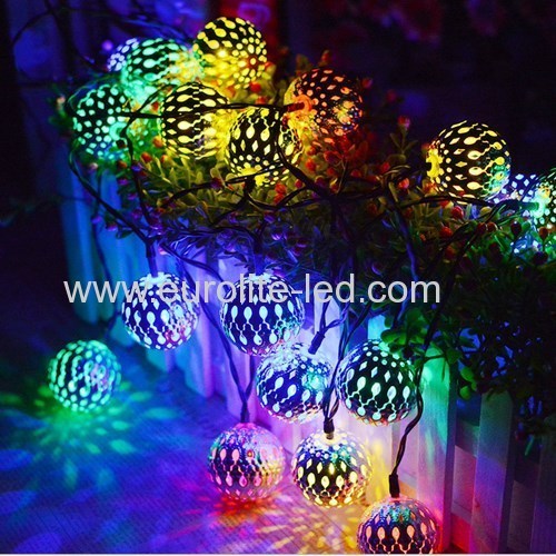 Led Solar PoweredHollow Out Morocco Ball Romantic 8 Modes Holiday Room Decoration Night Light