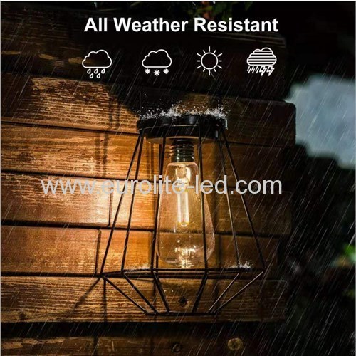 Led Solar Powered Diamond Iron Outdoor Garden Decoration Hand Lamp