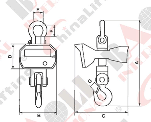 ONE-SIDE DISPLAY ELECTRONIC CRANE SCALE 01907 01908